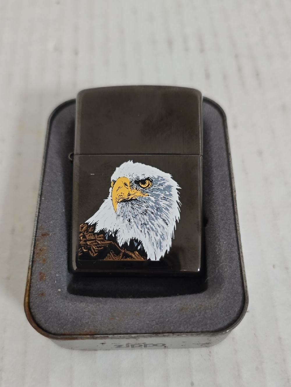 Vintage Zippo Eagle Lighter In Orignal Case